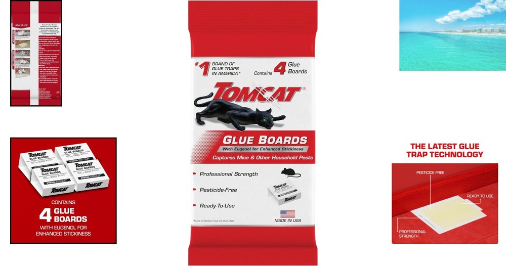 Versatile Glue Boards with Eugenol - Captures Mice, Insects, Scorpions, 4-Pack