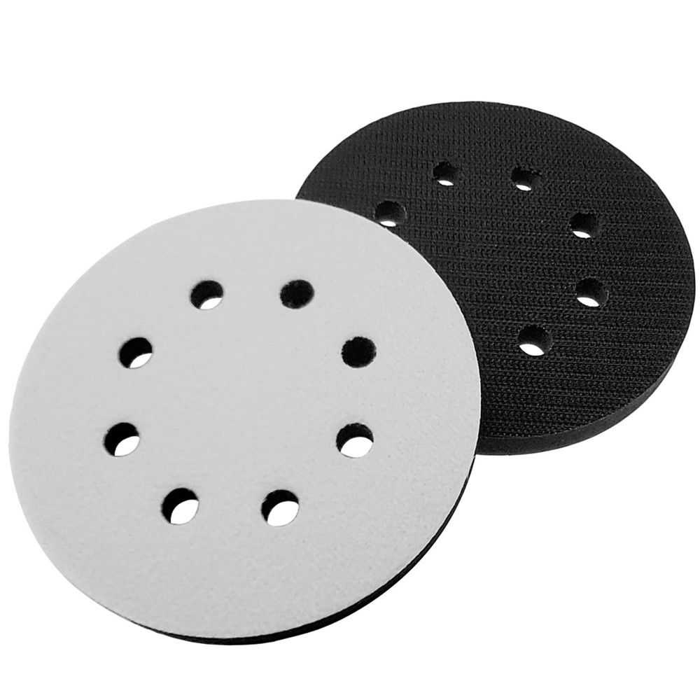2 Pack 5 Inch 8-Hole Sponge Cushion Buffer Hook and Loop Orbital Sander Foam Pad
