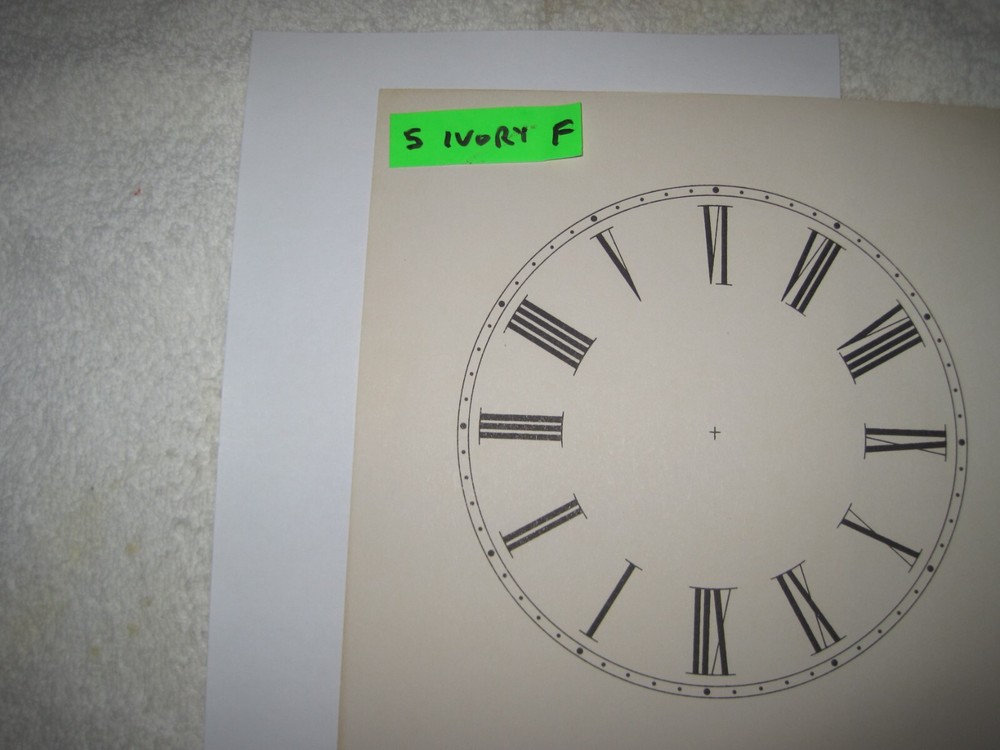 5 inch diameter ivory, flat finish Paper Clock Dial NOS