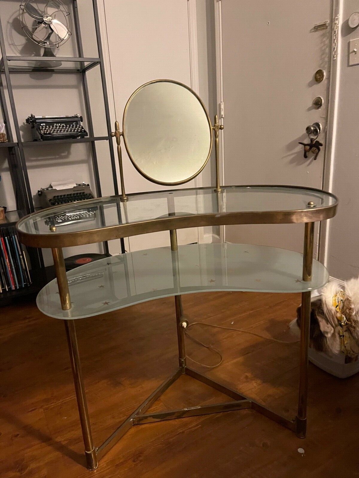 Luigi Massoni Dilly Dally Dressing Table Vanity in Brass with Star Frosted Glass