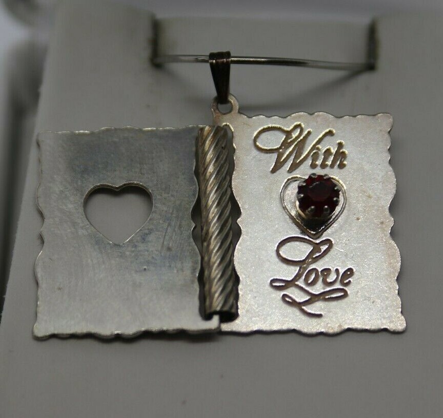 Sterling Silver Movable With Love Ruby Heart Card Charm