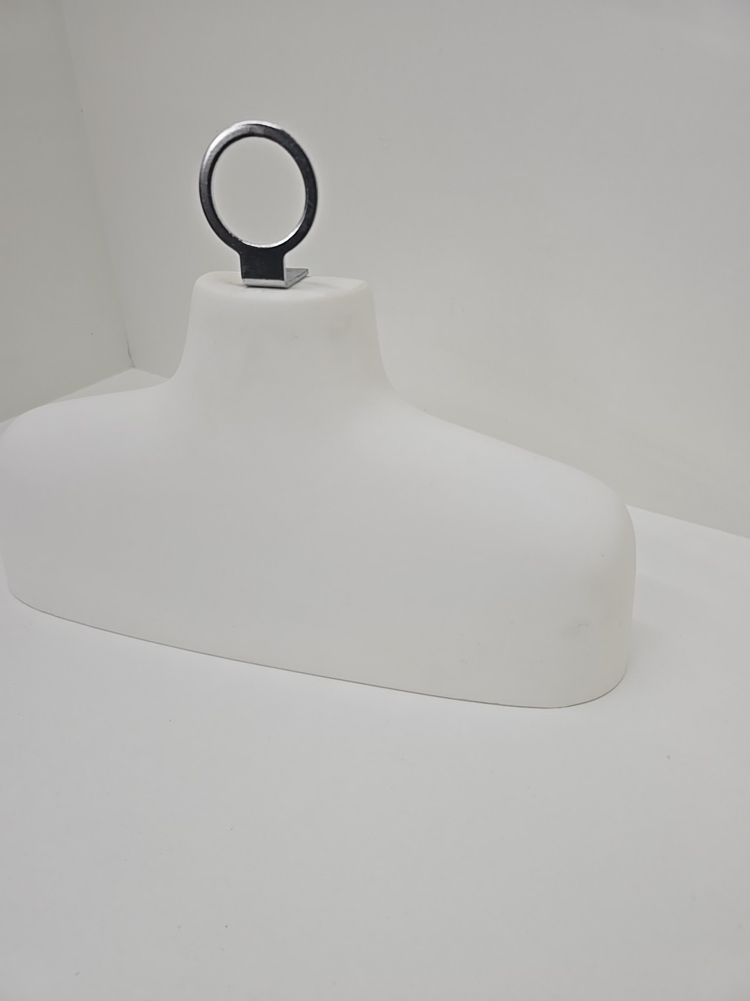 Woman Female Mannequin Neck and Shoulders Hanging White Hard Plastic