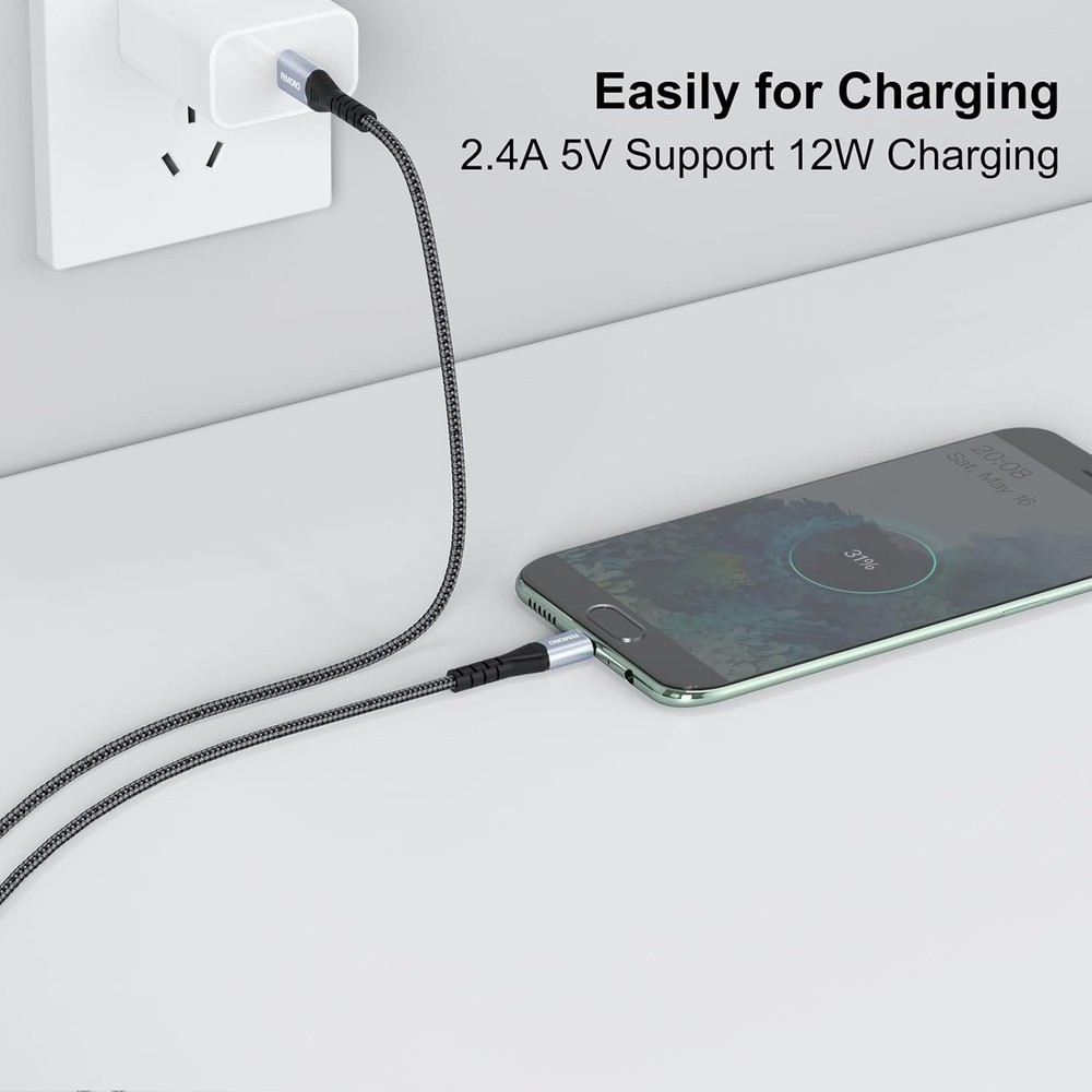 FEMORO USB C to Micro Cable 3Ft, MicroUSB Type C 3 Feet, Grey