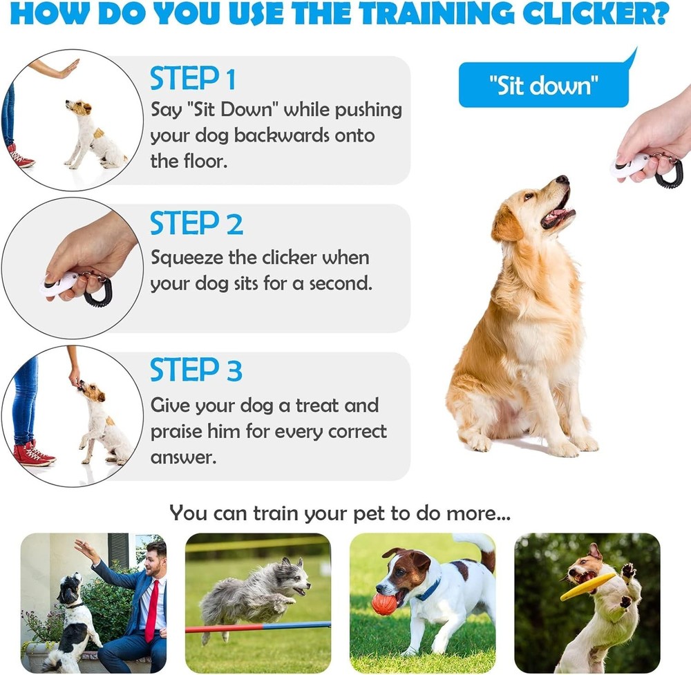 2-Pack Dog Training Clickers with Wrist Strap - Easy Interactive Training