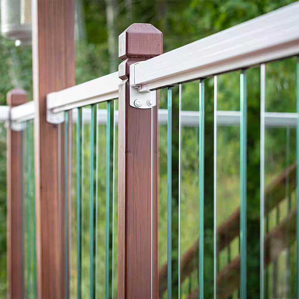 Deck Railing Wall Mount Bracket Kit 2 in x 3 in White Peak Aluminum