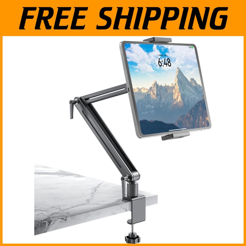 360 Degree Rotating Tablet Arm Stand - Adjustable Clamp