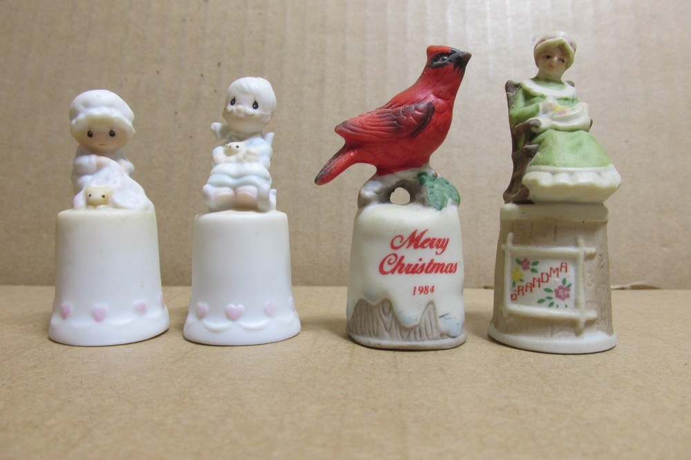 4 PORCELAIN DECORATIVE ENESCO THIMBLES