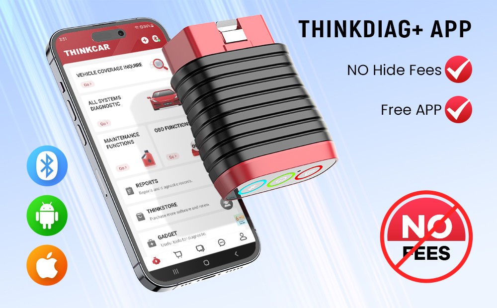 THINKCAR BD6 Car OBD2 Diagnostic Tool Bluetooth Full System Diagnostics 5 Reset