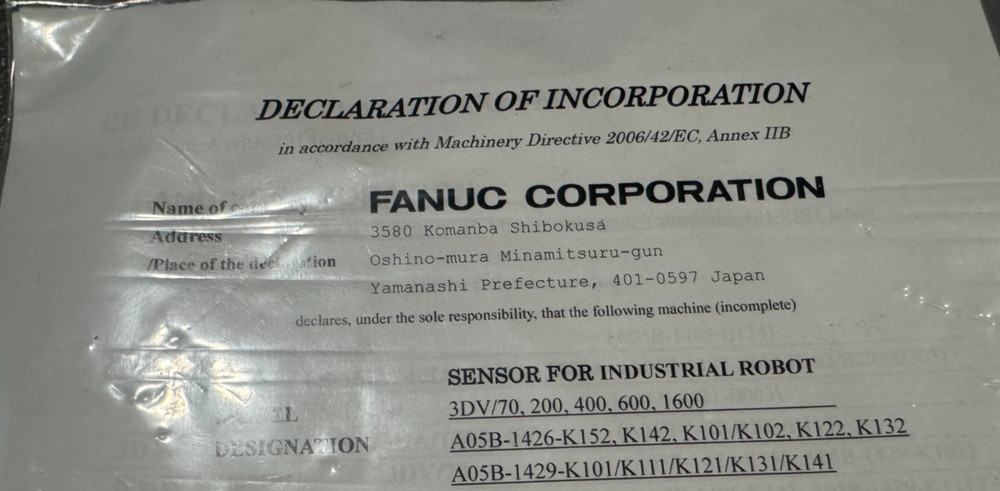 Fanuc 3D Vision Sensor 3DV/400
