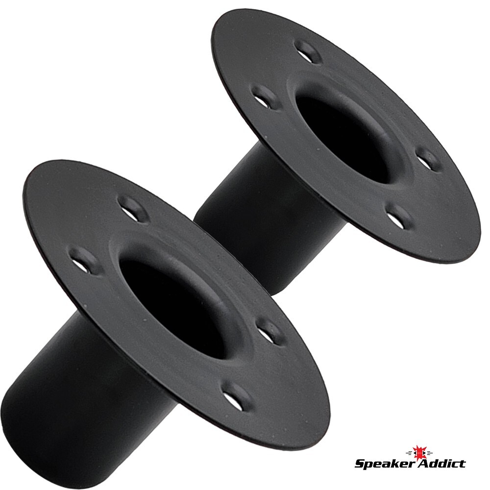Pair Steel Speaker Pole Mounting Socket Cup Top Hat 1-1/2" Tripod Stand Black