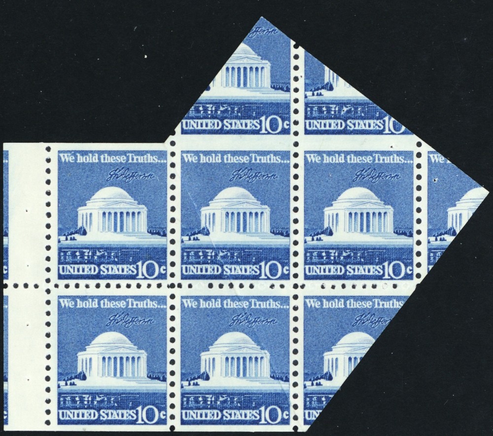 1510c, Mint NH 10¢ Dramatic Miscut Error Booklet Pane * Stuart Katz
