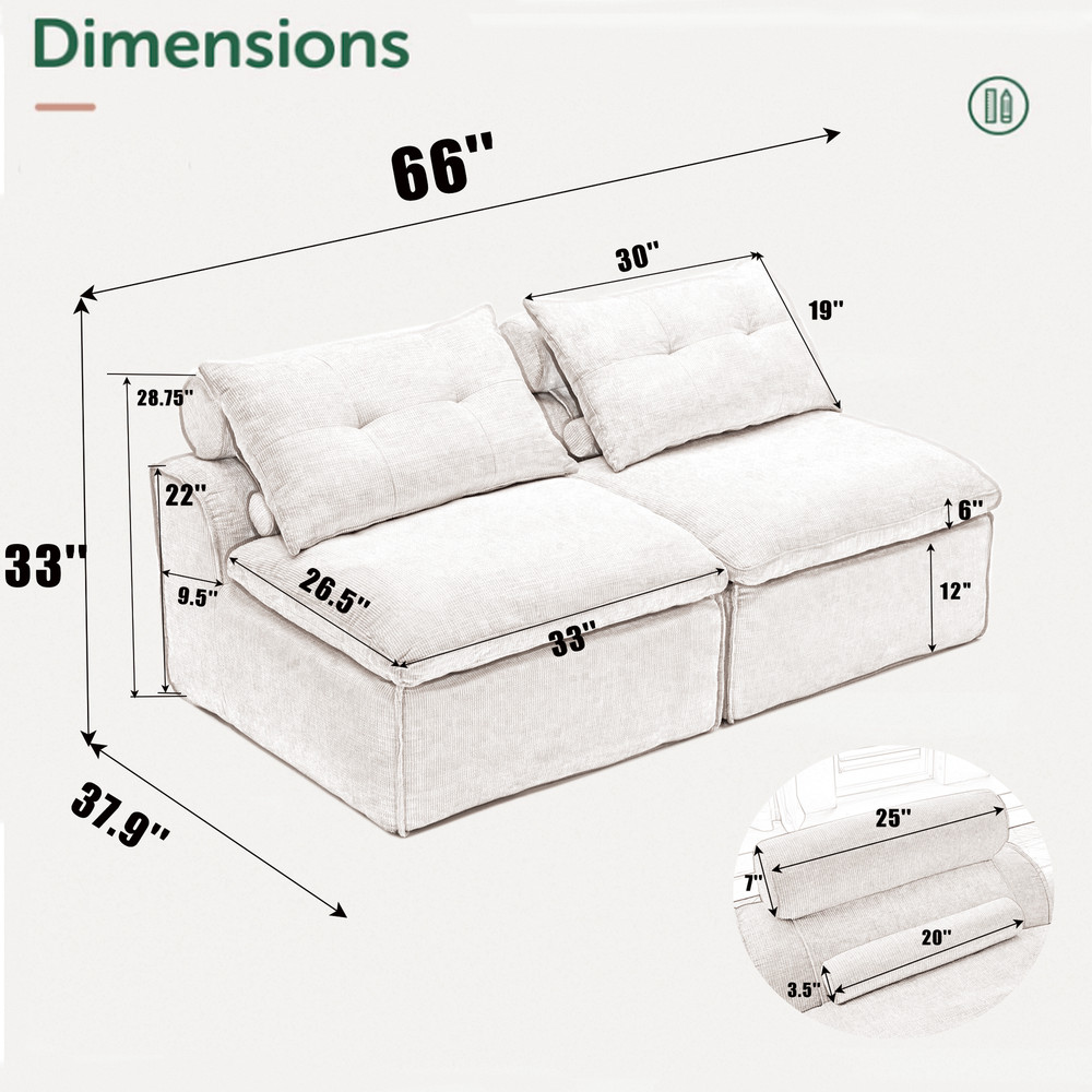 [NEW ARRIVED] [VIDEO PROVIDED]Modular Sofa,No Armrests,At will DIY,Soft Chenille