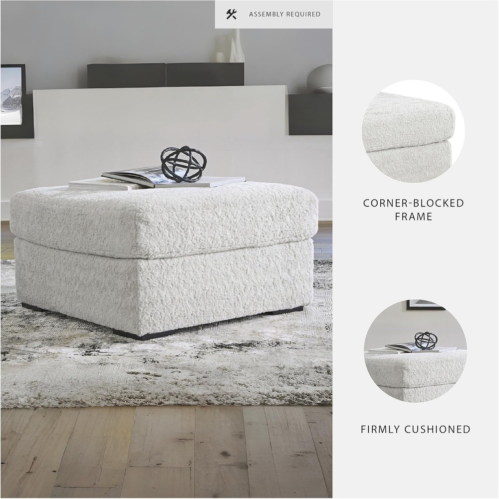 Cuddlesome White Oversized Square Accent Ottoman by
