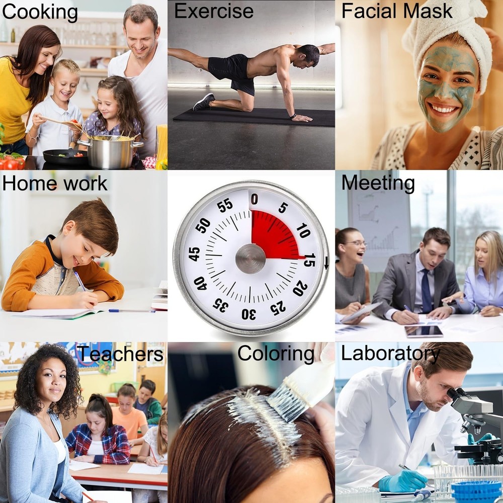 Visual Kitchen Timer Silent Countdown Clock for Home Cooking & Time Management