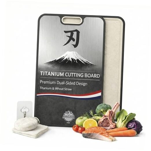 Pure Titanium Cutting Boards for Kitchen – Double-Sided 99.9% Titanium Surface