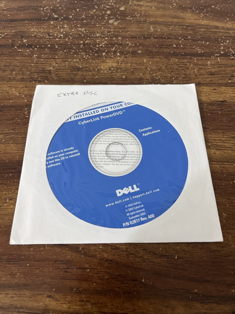 Dell Application CD Reinstalling Cyberlink PowerDVD  Software 2003 NEW SEALED