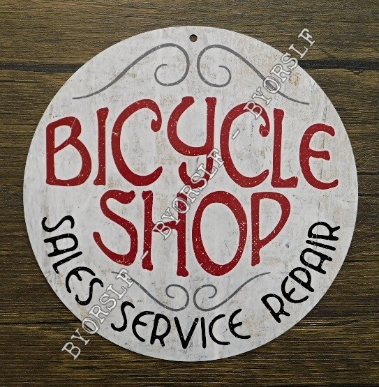 Metal Sign BICYCLE SHOP bike bikes round sales cycle dealer service repair store
