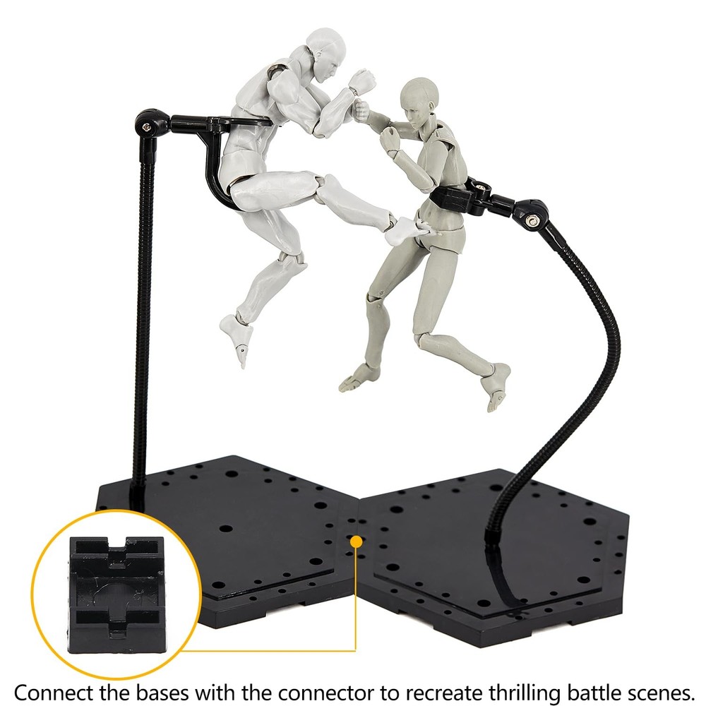 Yocoolfun 3 Pack Black Action Figure Stand,Action Display Holder