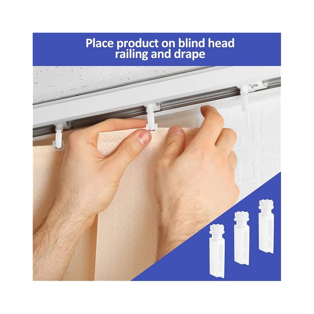 Window Blind Stem Replacement, White, 12 Pack, For Vertical Carriers