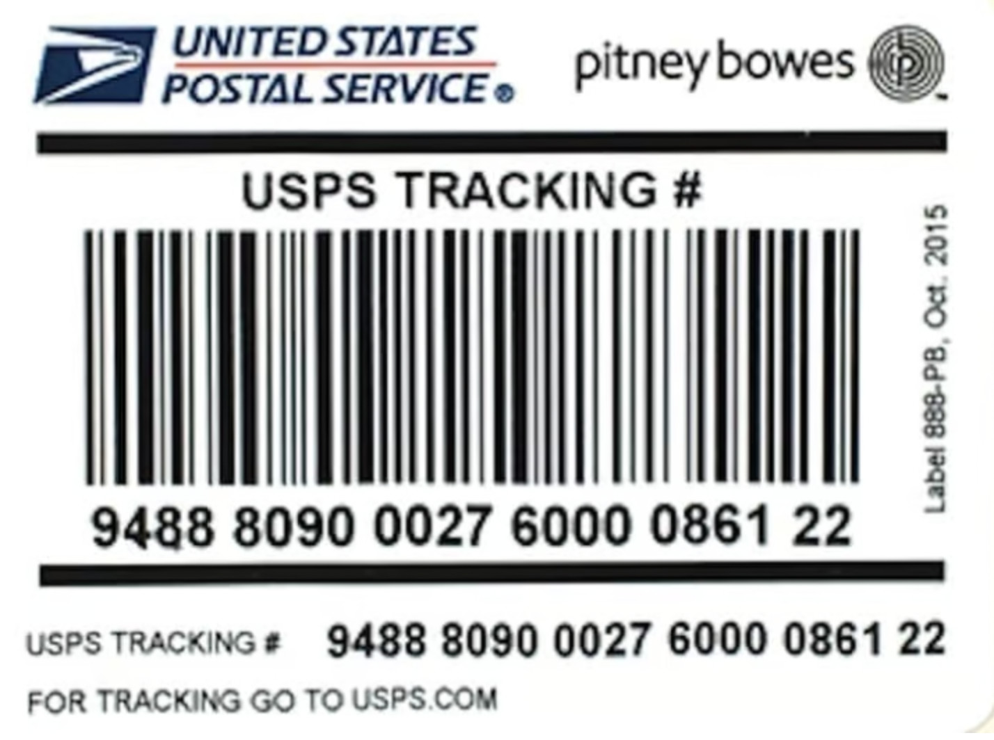 Lot of 100 Pitney Bowes Label 888 Tracking Number stickers for USPS packages