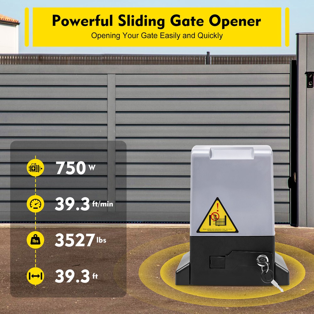 1800kg Automatic Sliding Gate Opener Rack Driven W/ 2 Remotes & Complete Kit