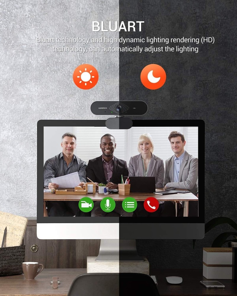🔥DEPSTECH Webcam with Microphone 1080P HD Webcam with Auto Light Correction🔥