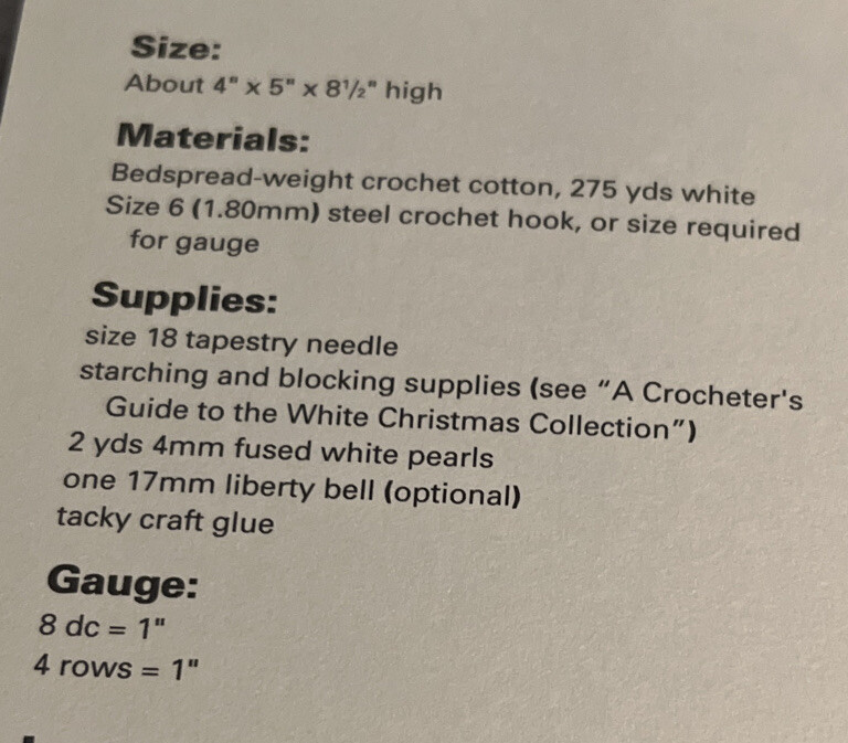 “Village Chapel’” PATTERN INSTRUCTIONS