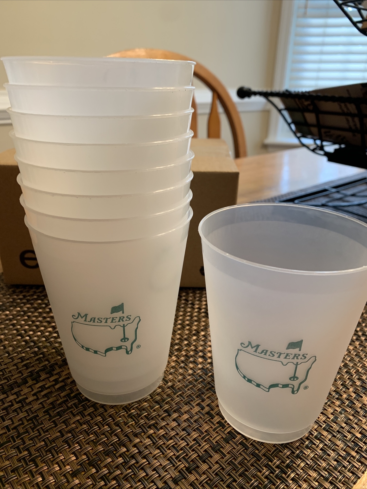 Set Of 6 - Undated Official Masters Golf Frosted Plastic Drink Cup  Augusta MED