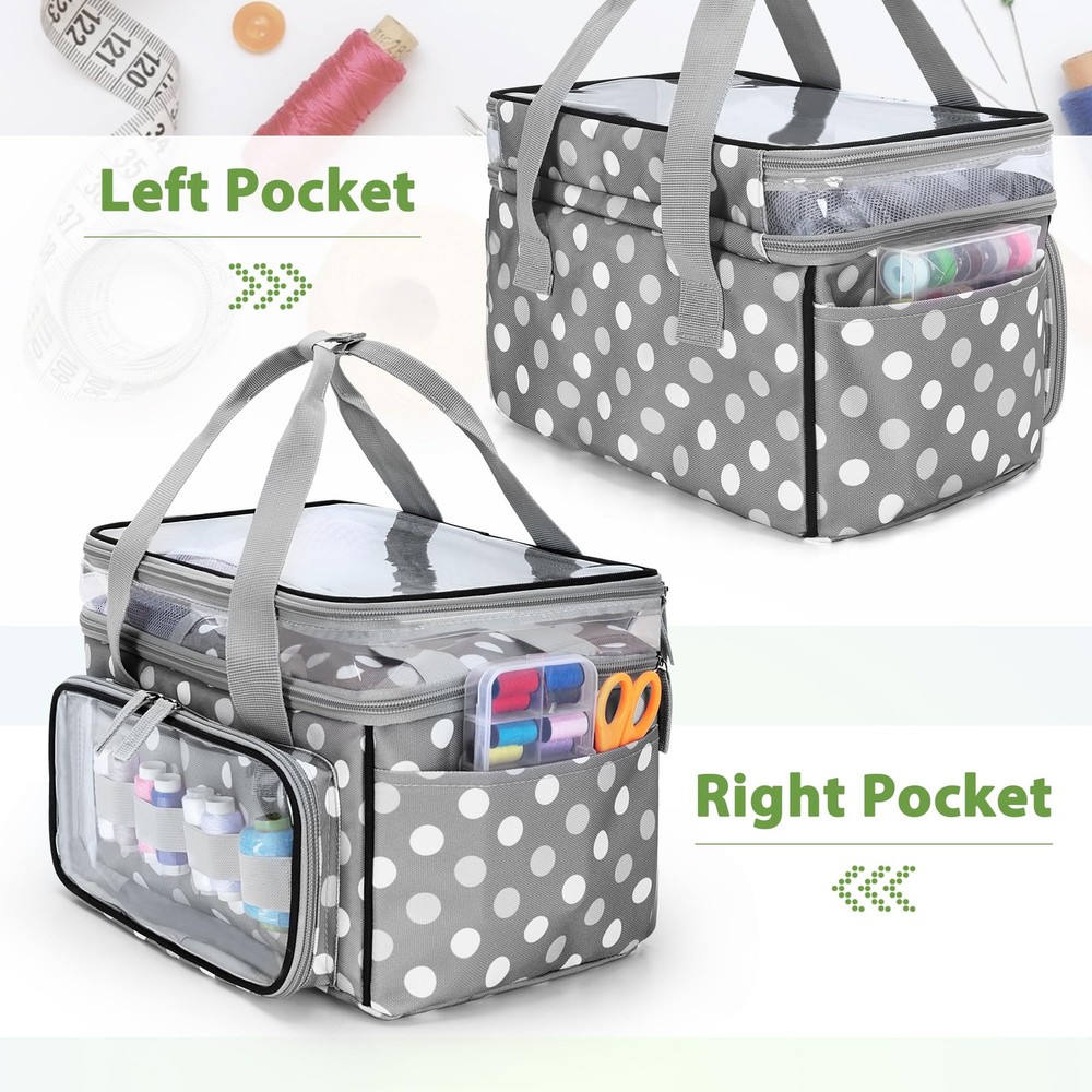 DoubleLayer Sewing Storage Organizer Transparent Compartment Large Bag