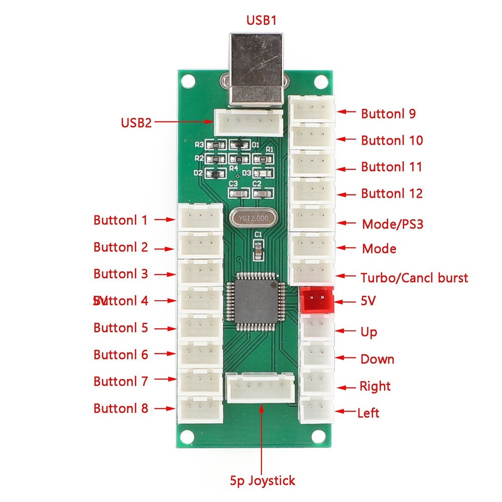 Arcade 1 Player DIY Kit 5V LED Light Buttons Fit for PC Games Raspberry pi 2 3 E