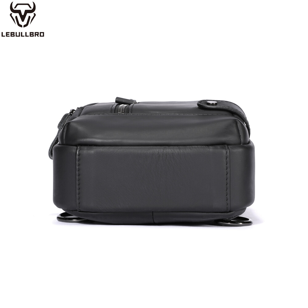 Mens Sling Backpack Cowhide Genuine Leather Chest Crossbody Shoulder Bag New