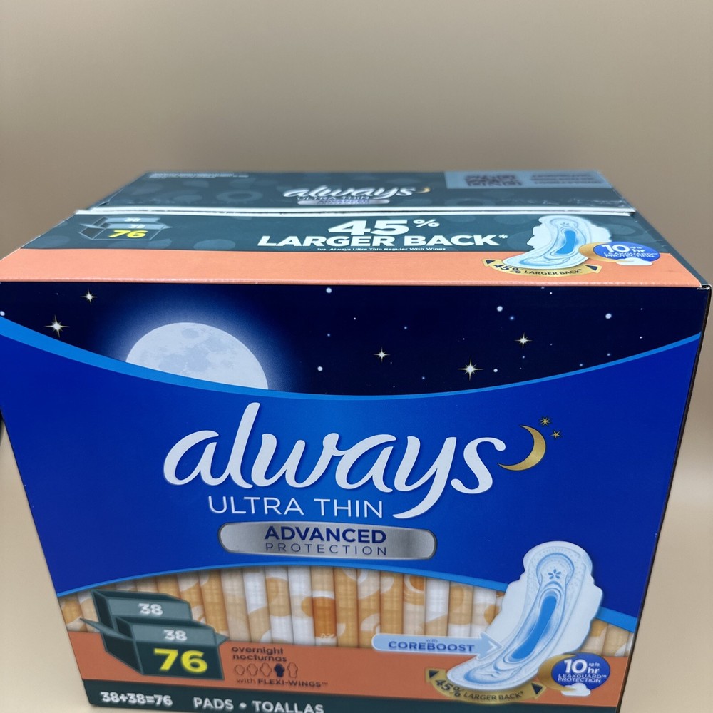 Always Ultra Thin Advanced Overnight Pads 76 Count