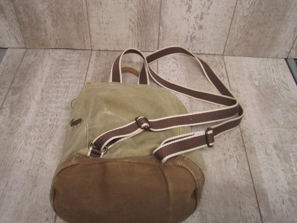 LL Bean Leather and Canvas Moose Mini Packpack Bag