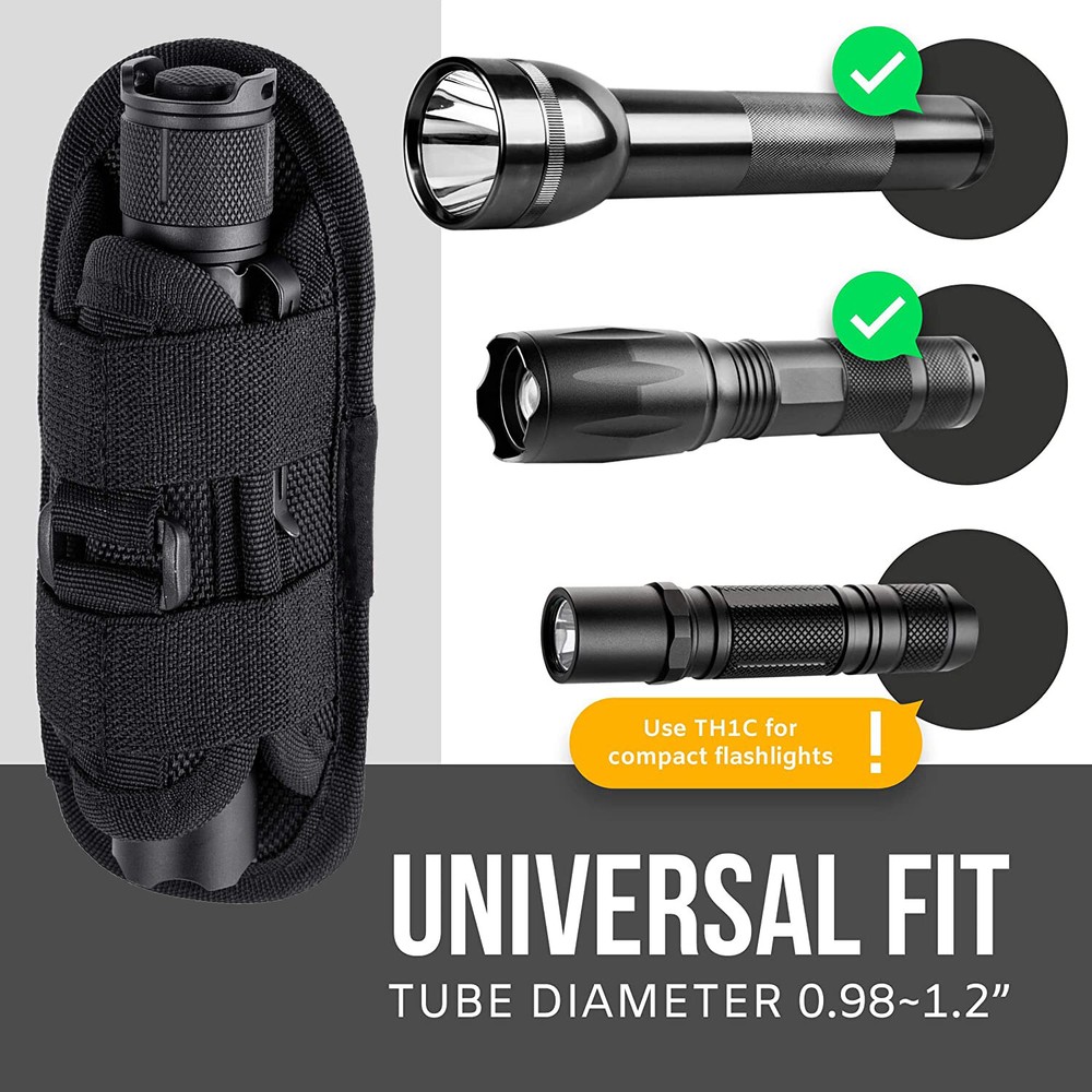 3Pack Tactical Flashlight Holster Pouch Stretchable Rotatable Clip 360° Holder