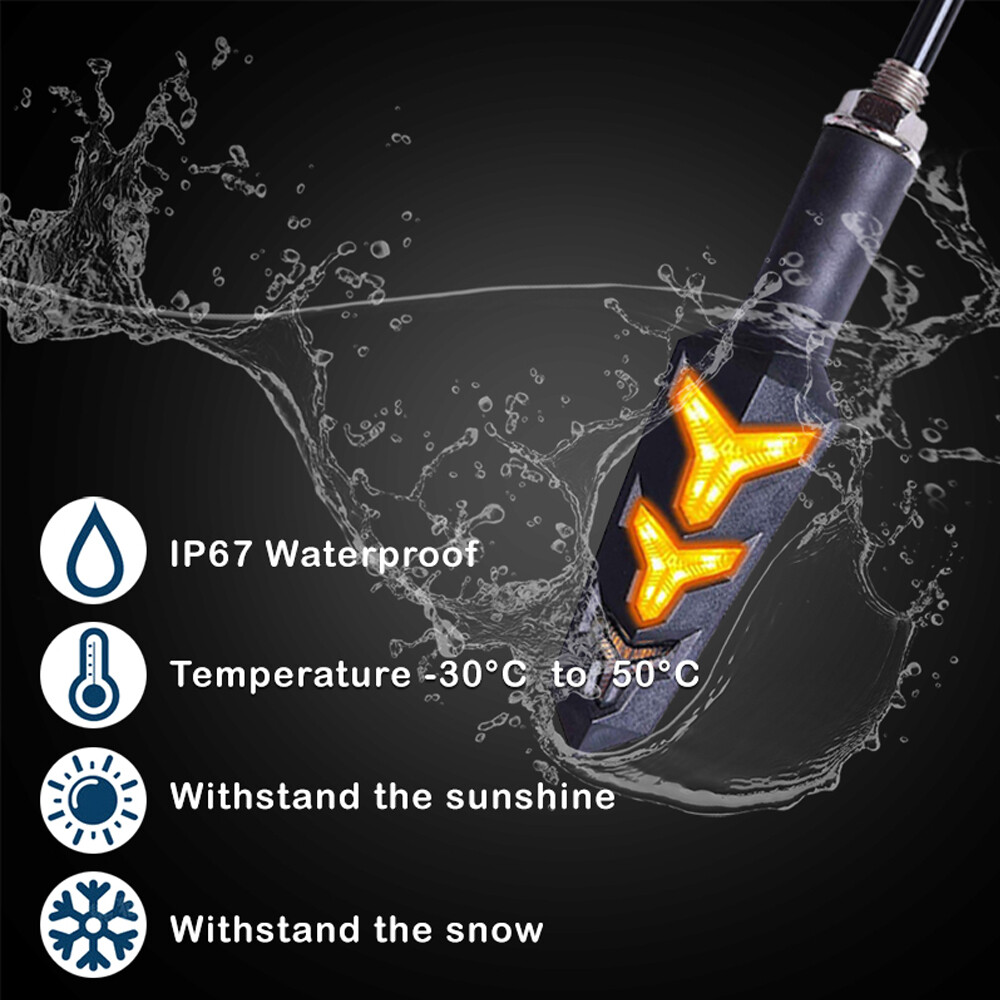 4X Sequential Motorcycle LED Turn Signals Flowing Water Blinker Lights indicator