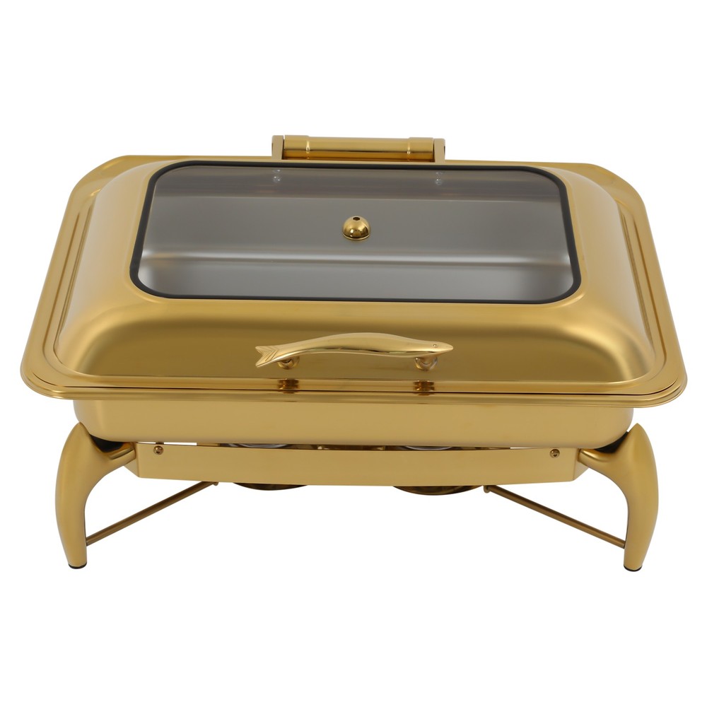 Gold Chafing Dish Buffet Stove Rectangular Catering Chafer Stove Buffet Stove