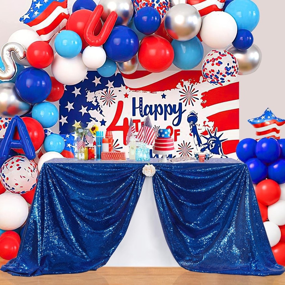 Sparkle Royal Blue Sequin Tablecloth Rectangle Table Cloth Linen Glitter Cake