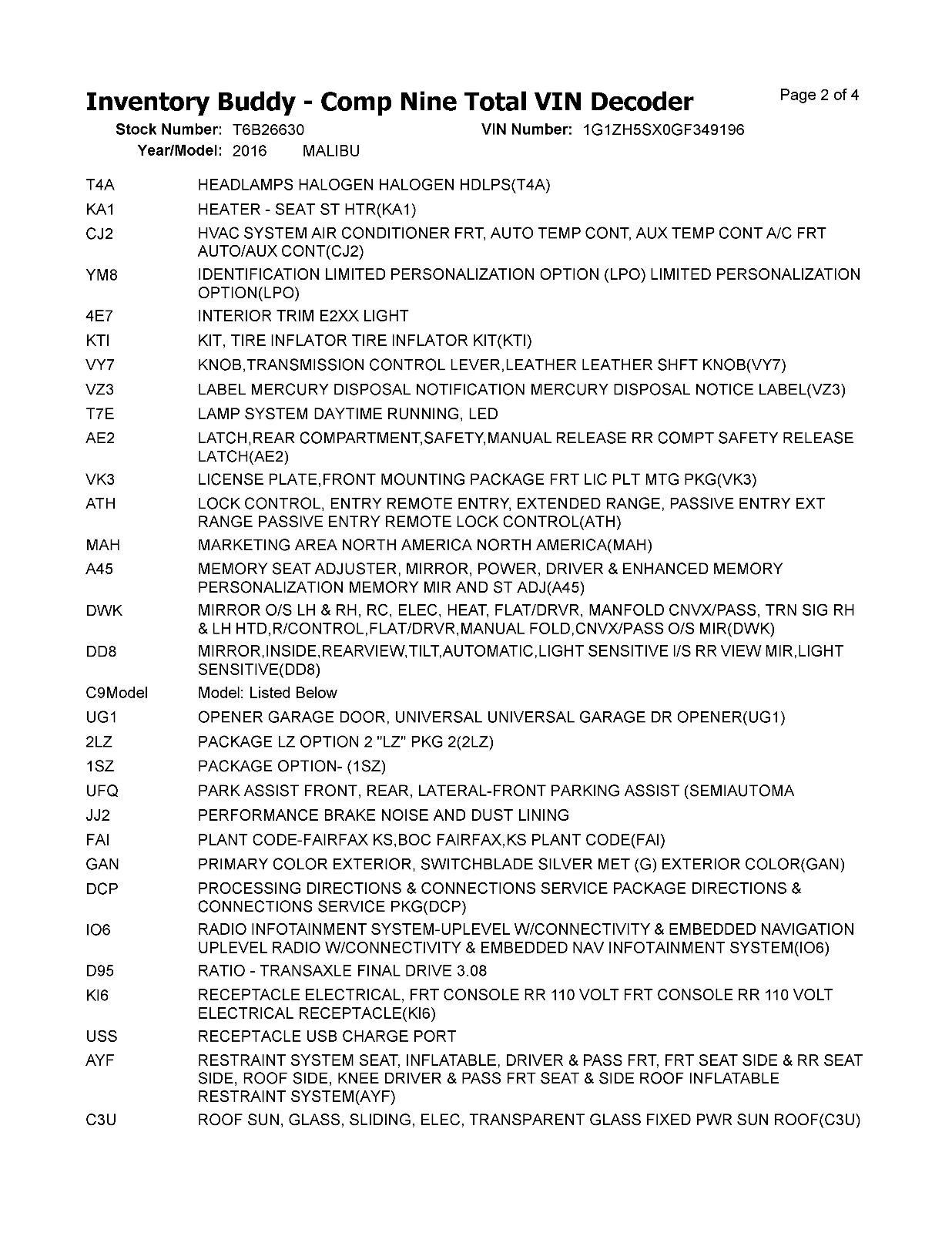 Used Engine Complete Assembly fits: 2016 Chevrolet Malibu 2.0L VIN X 8th digit o