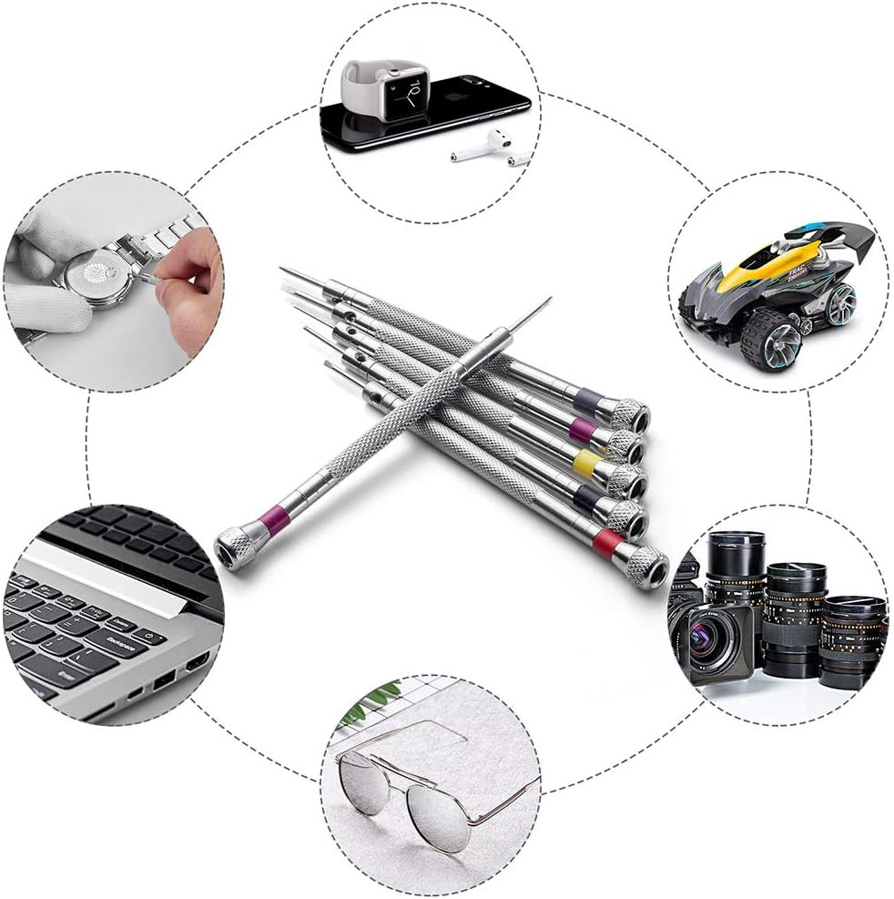 Premium 6PCS Micro Precision Screwdriver Set, 0.8-1.6Mm, Extra Replacement Blade