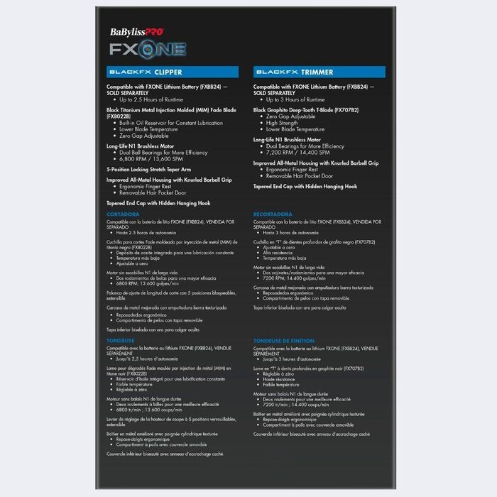 NEW BaByliss PRO Matte Black FXONE Professional Clipper & Trimmer & Dual Battery