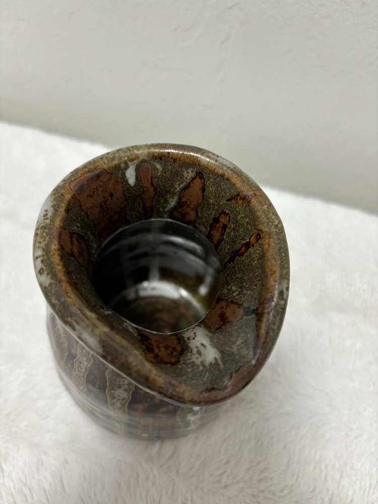 Vintage Mcm Handmade Studio Art Glazed Pottery Pitcher. Initials On Bottom