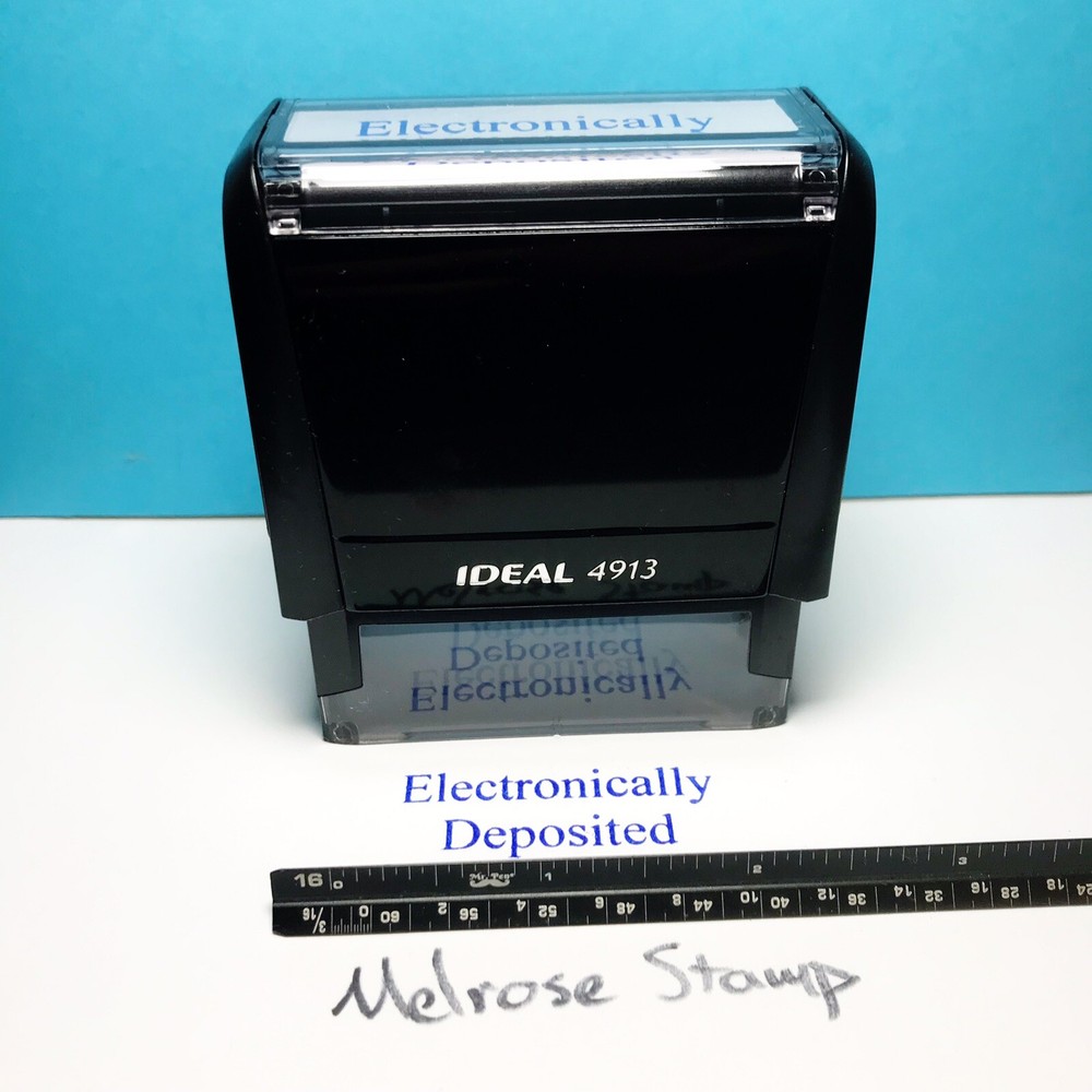Electronically Deposited Rubber Stamp Blue Ink Self Inking Ideal 4913