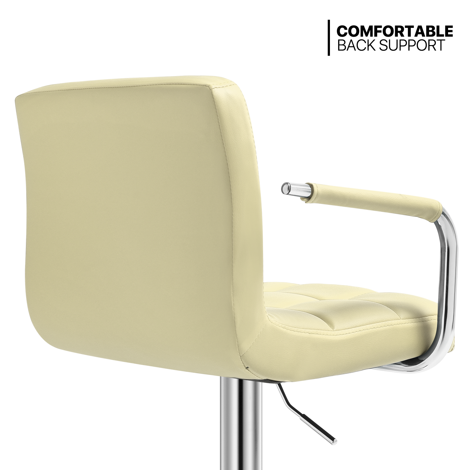 Set of 2 Bar Stools Swivel Adjustable Leather Seat Modern Counter Height Chairs