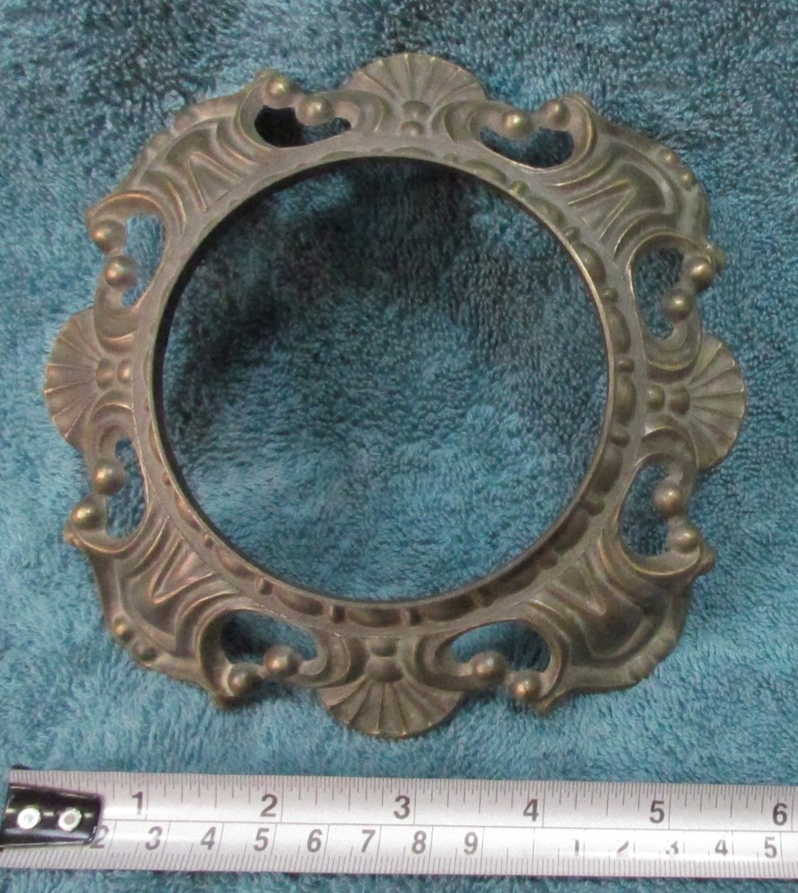 6⅝" Round Ornate Victorian or Rococo Style BRASS LAMP BASE w Scrollwork & Shell