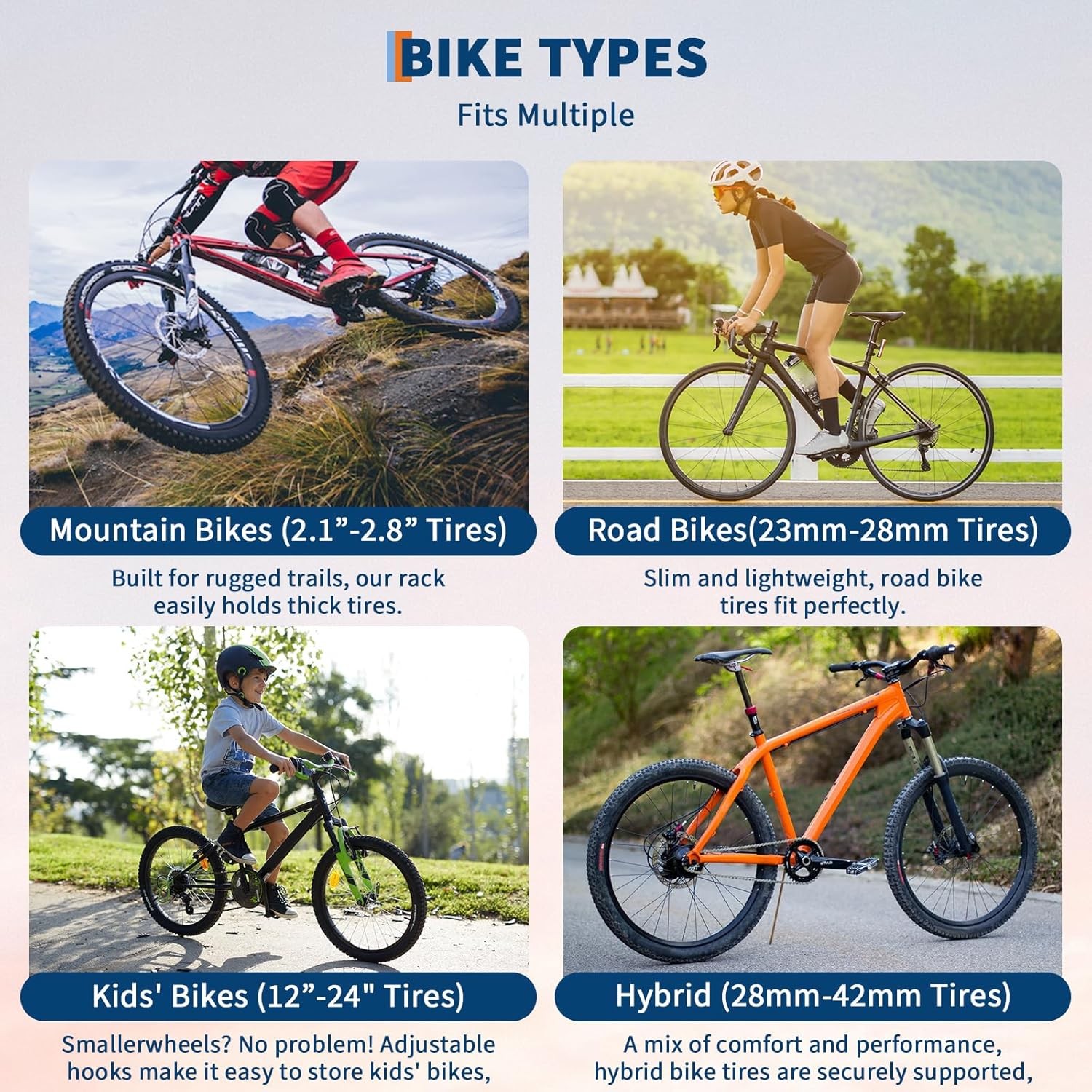 5 Bike Storage Rack Adjustable Height Space Saving, Garage Wall Storage 300lbs