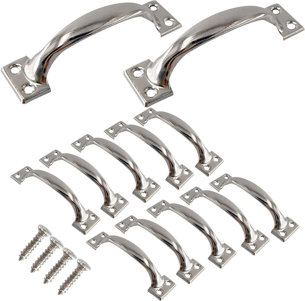 12Pcs 4 Metal Gate Pull Handle Vintage Barn Door Pulls Utility Silver