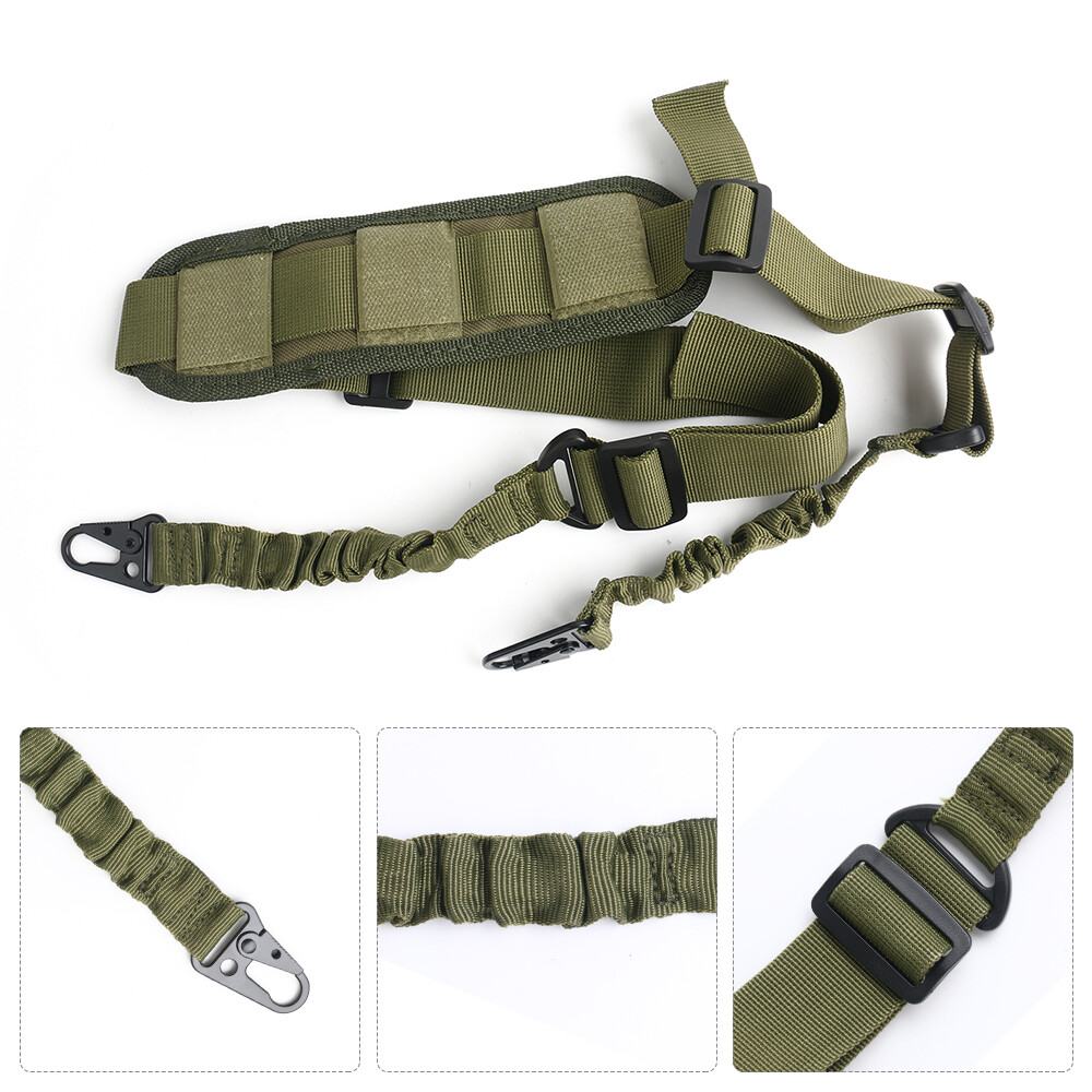 Green Two 2 Point Sling Strap + Sling Shoulder Pad +D Ring +MLOK QD Swivel Mount