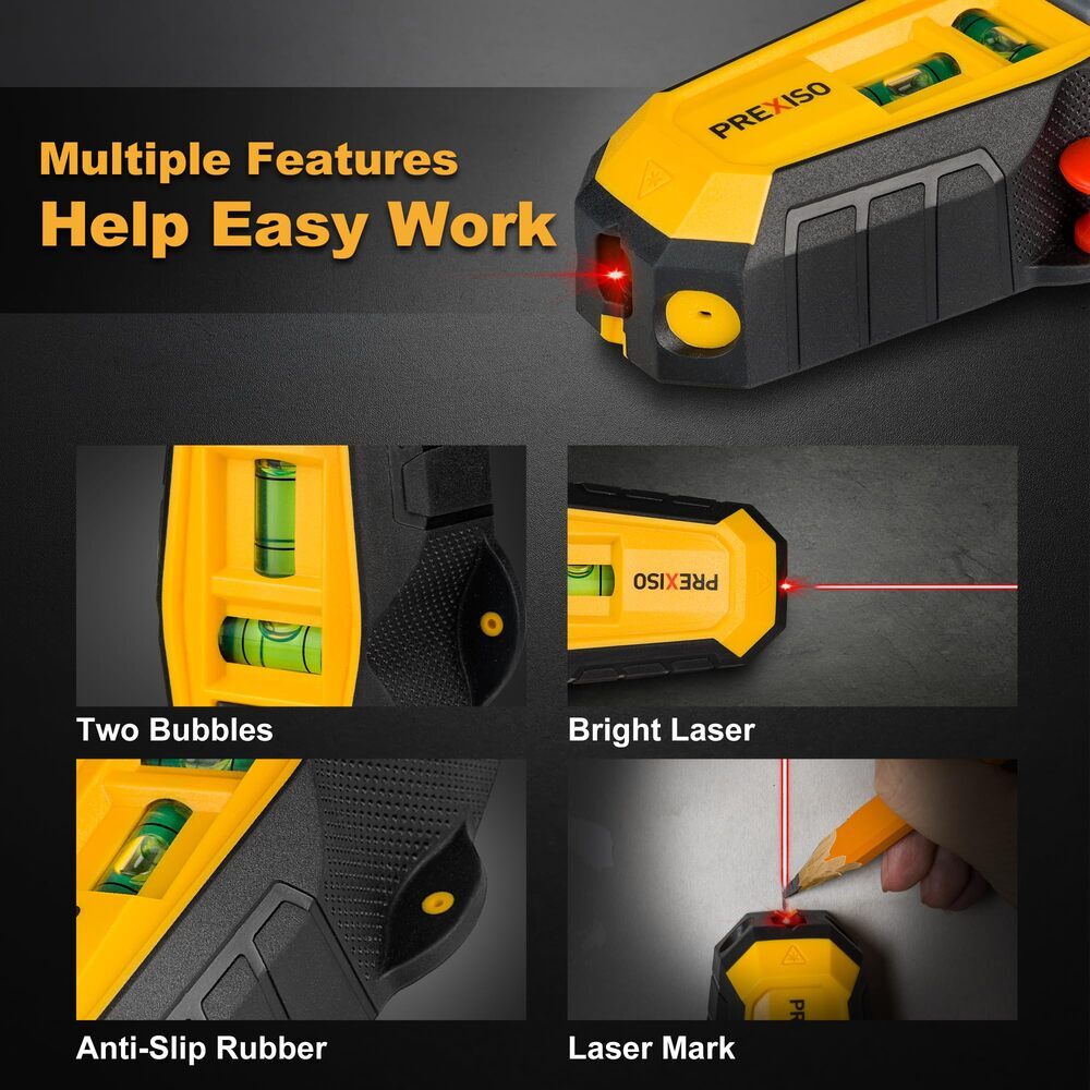PREXISO 2-in-1 Magnetic Stud Finder with Laser Level Compact Wood&Metal Detector