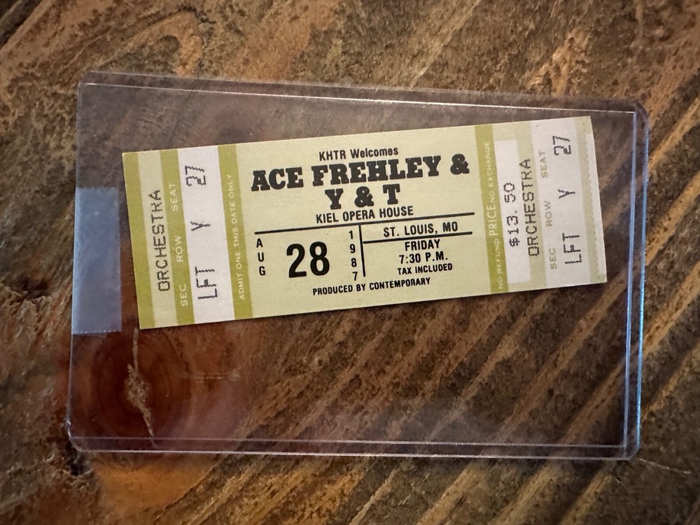 Vintage 1987 Ace Frehley and Y&T concert ticket