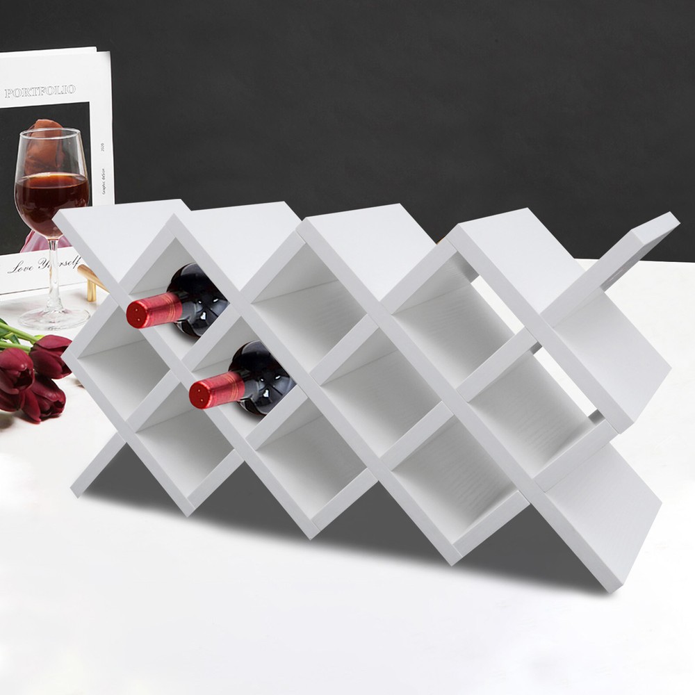 10 Grids Bottle Wine Lattice Rack Wall-Mount Insert Display Storage Holder Shelf